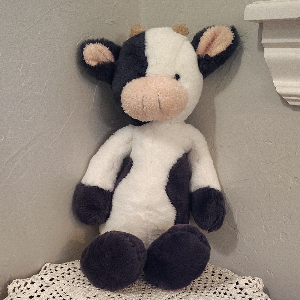 Mud Pie Cow Plushie White And Gray